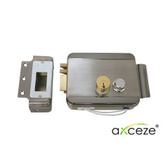 CERRADURA ELECTROMECANICA AXCEZE AX-LOCKL ORIENTACION IZQUIERDA INSTALACION SOBRE PONER APERTURA INTERNA POR BOTON FABRICADA EN 