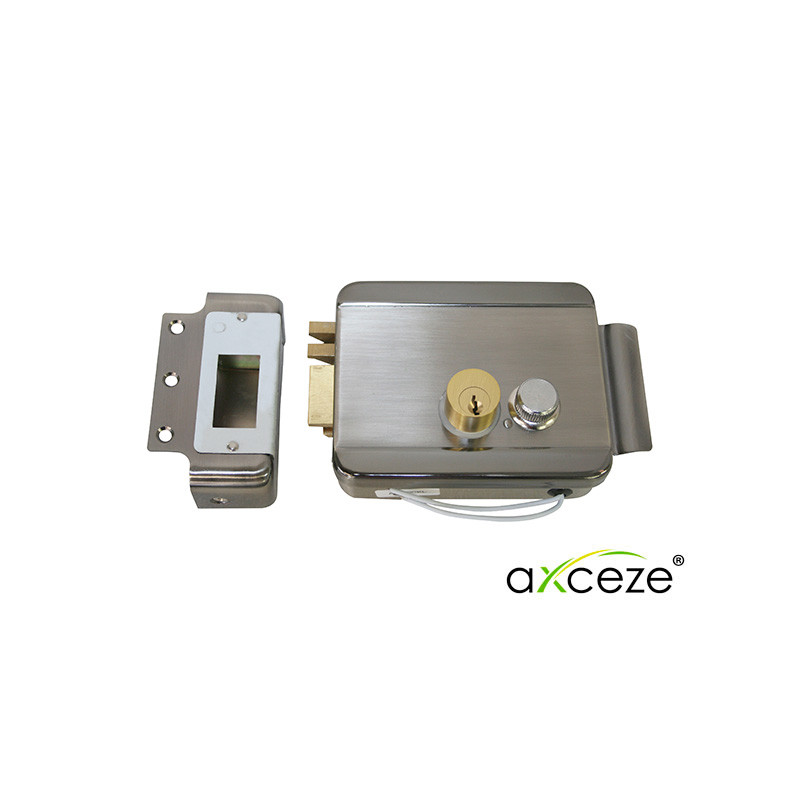 CERRADURA ELECTROMECANICA AXCEZE AX-LOCKL ORIENTACION IZQUIERDA INSTALACION SOBRE PONER APERTURA INTERNA POR BOTON FABRICADA EN 