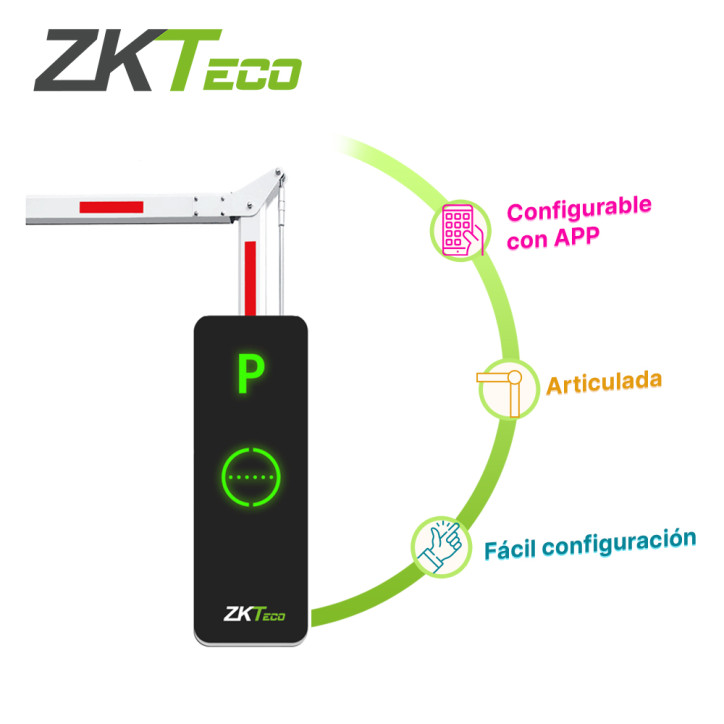 BARRERA ARTICULADA 90 GRADOS DERECHA INTEGRA APERTURA POR MEDIO DE APP BGM1145R-90 ZKTECO ALIMENTACION A 110VCA BRAZO DIVIDIDO E