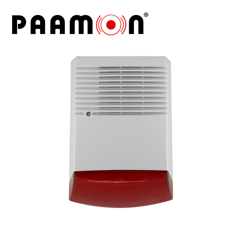 SIRENA ESTROBO EXTERIOR CON BATERIA PM-SRE60RB, CON DOBLE CARCASA UNA EXTERNA PLASTICA Y UNA INTERNA METALICA PARA DOBLE PROTECC
