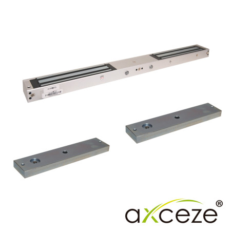 CHAPA MAGNETICA AXCEZE MODELO AX-M620X2L ELECTROIMAN DOBLE, CADA IMAN TIENE FUERZA DE 600 LIBRAS COMPATIBLE CON ACCESORIOS M620