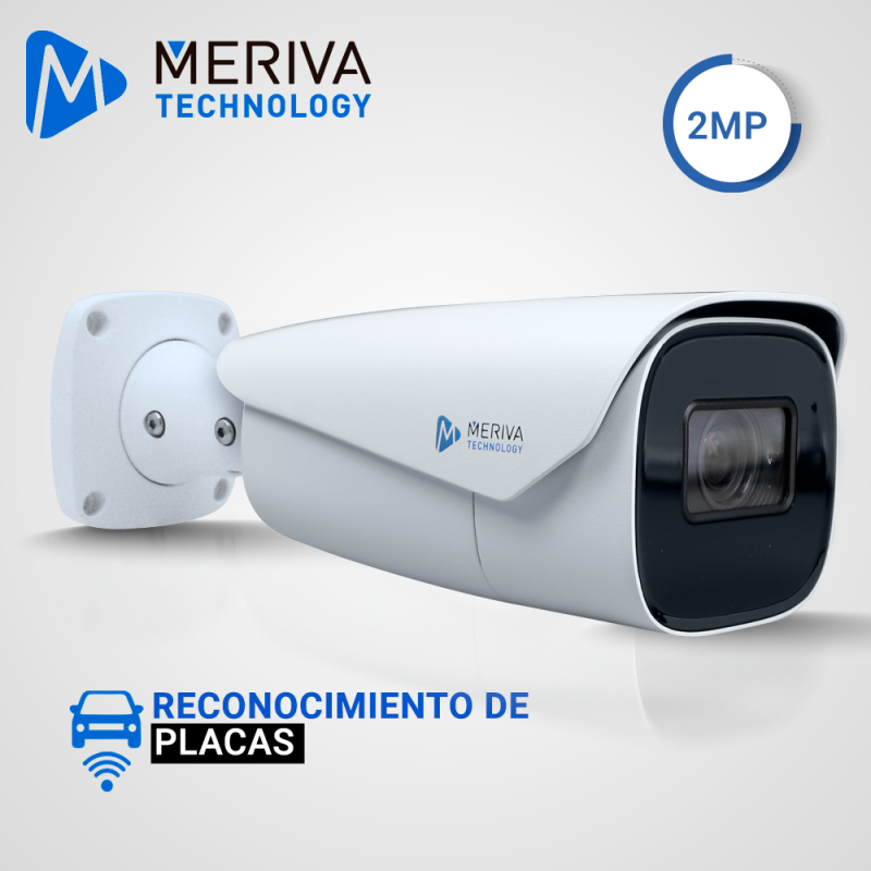 CAMARA IP BULLET LPR MERIVA TECHNOLOGY MAPR-200 / 2MP / H.265+ / LENTE MOTORIZADO 7 - 22MM / 70 - 100M IR / IP67 / METALICA / 12