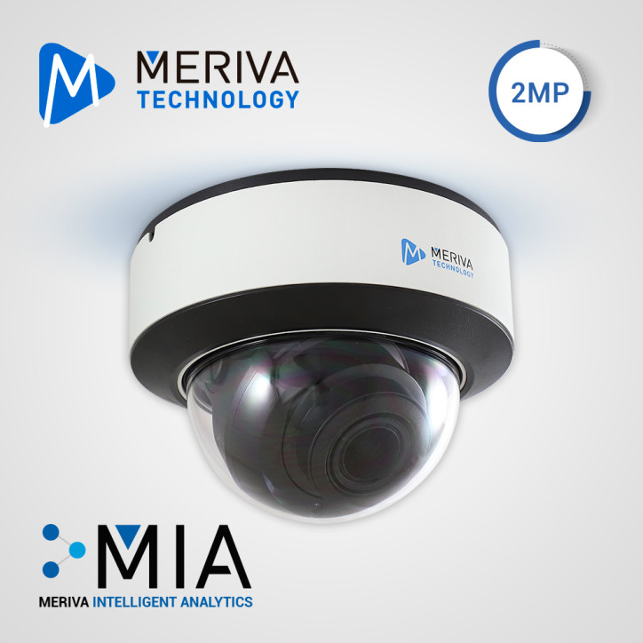CAMARA IP DOMO MERIVA TECHNOLOGY MVD-EB200ZA / 2 MP / H.265+ / LENTE MOTORIZADO 2.8 - 12MM / 30 - 50M IR / IP67 / IK10 / METALIC