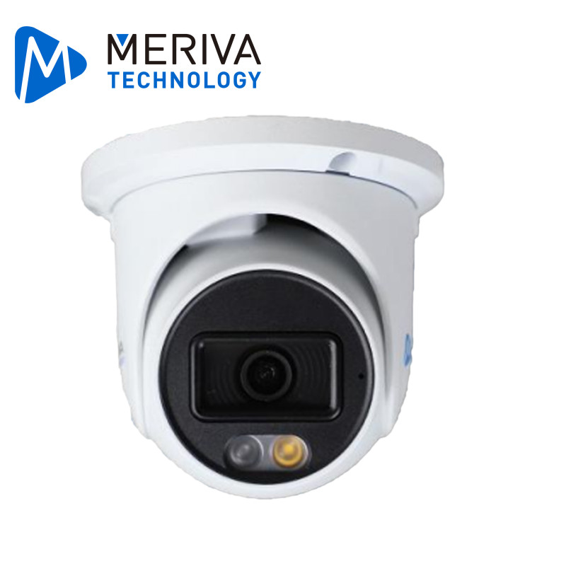 CAMARA IP TURRET MERIVA TECHNOLOGY MTD-808D / 8MP / H.265+ / 2.8MM / ILUMINACION DUAL (20-30M IR / LUZ CALIDA) / IP67 / METALICA