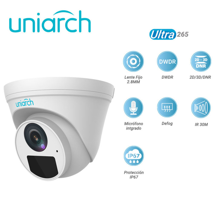 Cámara IP turret 2MP LENTE-FIJO-2.8MM IR30M UNIARCH BY UNV IPC-T122-APF28-E Cámara IP turret 2MP LENTE-FIJO-2.8MM IR30M UNIARCH BY UNV IPC-T122-APF28-E