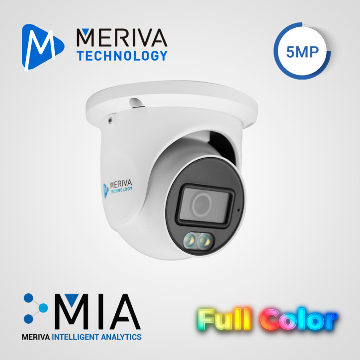 CAMARA IP TURRET MERIVA TECHNOLOGY MTD-FC500FA / 5MP / H.265+ / 2.8MM / 20 - 30M LUZ CALIDA / IP67 / METALICA / 12 VCD / POE / S