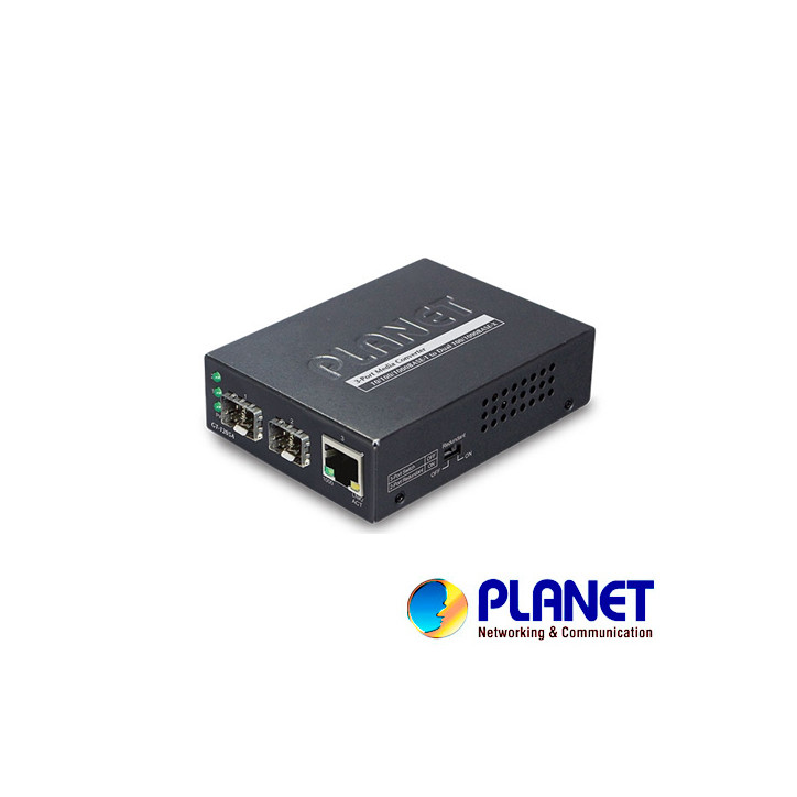 Convertidor de medios de fibra óptica a UTP 2 ranuras SFP Puerto RJ45 10/100/1000 Mbps Soporta módulos SFP 100FX PLANET GT-1205A