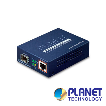 CONVERTIDOR DE MEDIOS DE FIBRA OPTICA A UTP POE AF/AT PLANET GTP-805A / 1 PUERTO DE FIBRA OPTICA SFP 100/1,000MBPS + 1 PUERTO RJ