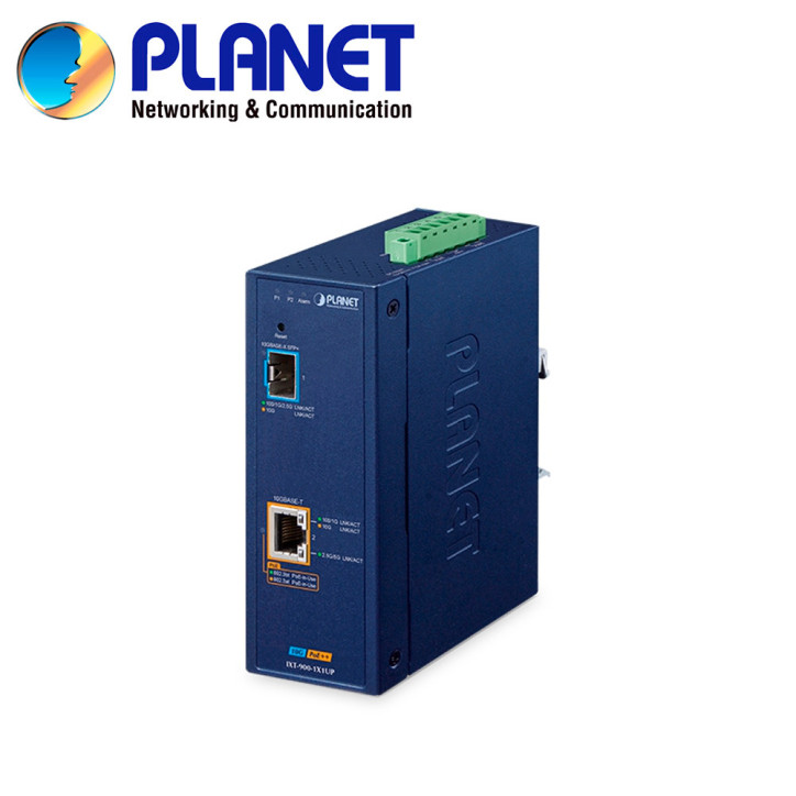 CONVERTIDOR DE MEDIOS POE INDUSTRIAL ADMINISTRABLE PLANET IXT-900-1X1UP / 1 PUERTO RJ45 POE++AF/AT/BT 100M/1/2.5/5/10GBPS / 1 PU