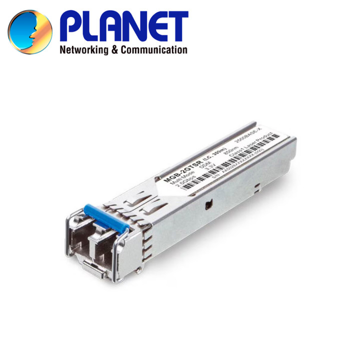 Transceptor SFP para fibra óptica monomodo Velocidad 2.5 Gbps Fibra monomodo Alcance 2 km PLANET MGB-2GTLR2