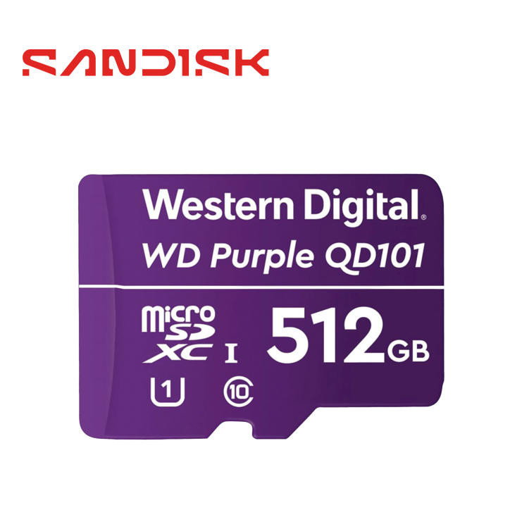 TARJETA MEMORIA MICRO SD XC WD PURPLE 512GB WDD0512G1P0C / OPTIMIZADA PARA VIDEOVIGILANCIA 24/7 / ALTA RESISTENCIA / OPERA EN TE