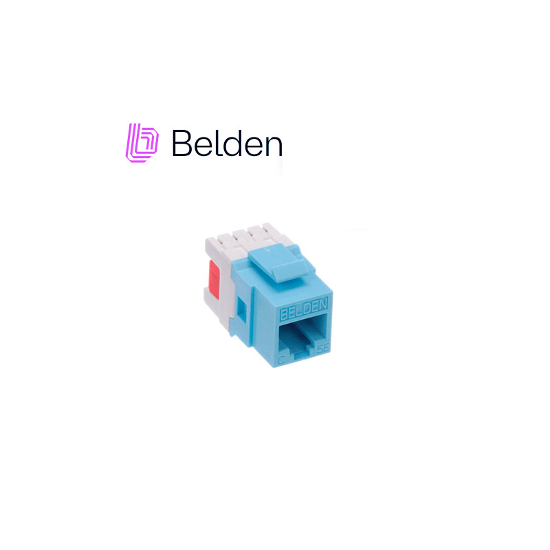 CONECTOR MODULAR JACK RJ45 CAT5E BELDEN AX101315 ESTILO KEYCONNECT AZUL CLARO COMPATIBLE CON FACEPLATE AX102660,AX102655,AX10224