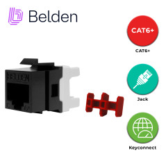 CONECTOR MODULAR JACK CAT6+ RJ45 BELDEN AX101321 / KEYCONNECT / INTERIOR / NEGRO / PIEZA