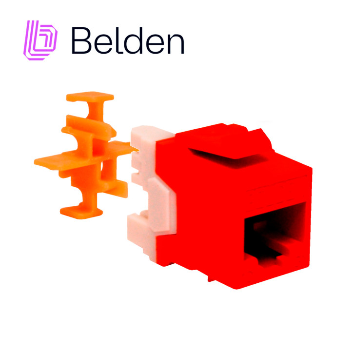 CONECTOR MODULAR JACK RJ45 CAT6A BELDEN AX104152 ESTILO KEYCONNECT NARANJA COMPATIBLE CON FACEPLATE AX102660,AX102655,AX102249 P