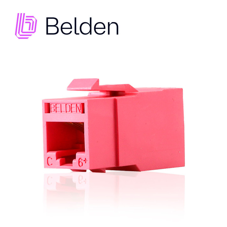 CONECTOR MODULAR JACK RJ45 CAT6 REVCONNECT BELDEN RV6MJKUTR-S1 ESTILO KEYCONNECT ROJO CLARO COMPATIBLE CON FACEPLATE AX102660,AX