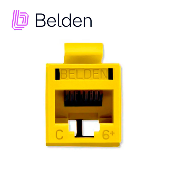 CONECTOR MODULAR JACK RJ45 CAT6 REVCONNECT BELDEN RV6MJKUYL-S1 ESTILO KEYCONNECT AMARILLO COMPATIBLE CON FACEPLATE AX102660,AX10