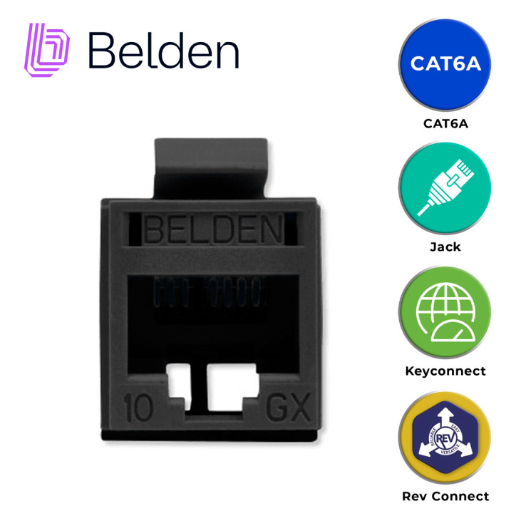 Conector modular Jack CAT6A RJ45 REVConnect 10GX UTP T568A/B BELDEN RVAMJKUBK-S1