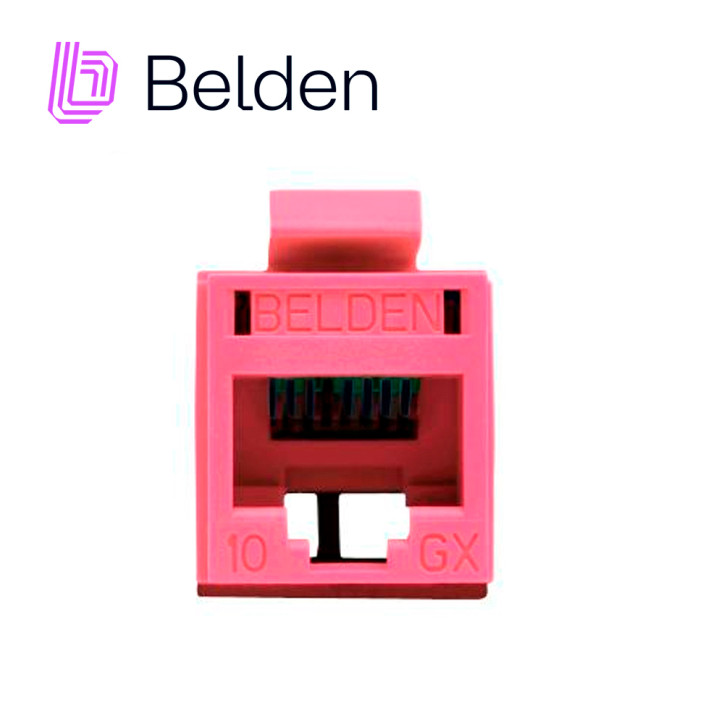 CONECTOR MODULAR JACK RJ45 CAT6A REVCONNECT BELDEN RVAMJKUTR-S1 ESTILO KEYCONNECT ROJO CLARO COMPATIBLE CON FACEPLATE AX102660,A