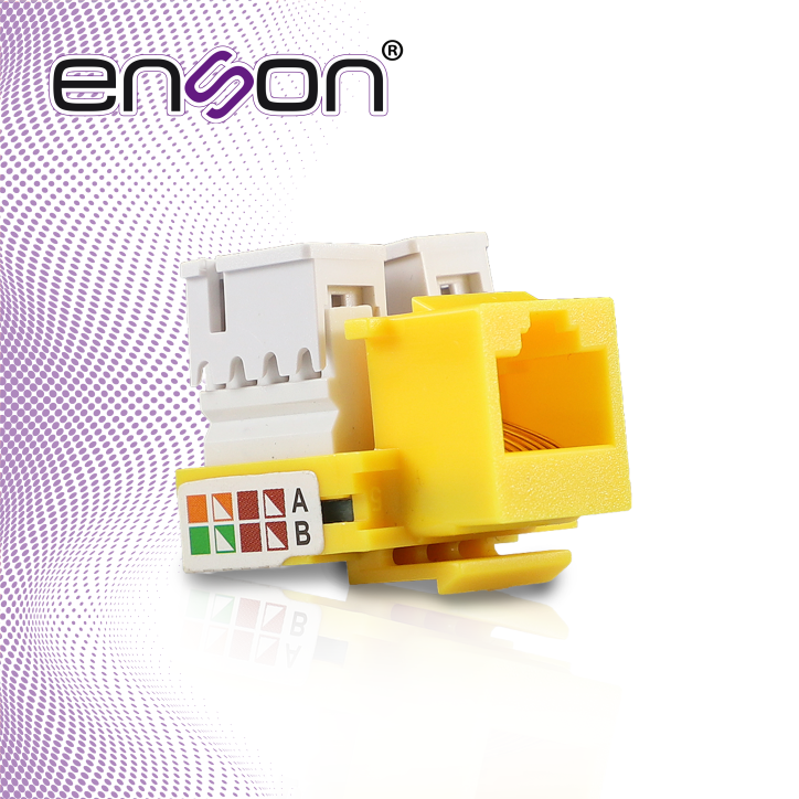 Conector Jack RJ45 CAT6 CAT6 ángulo 90 grados ponchado con pinzas ENSON ENS-JC6YE AMARILO