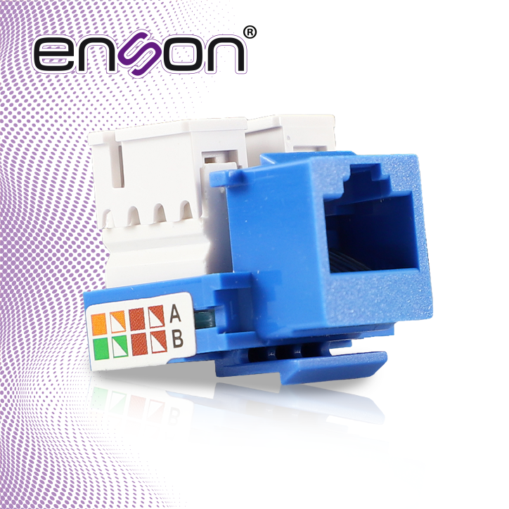 Jack RJ45 CAT6 ángulo 90 GRADOS ponchado con pinzas protector contra polvo ENSON ENS-JC6BL AZUL