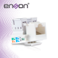 CONECTOR JACK ENSON ENS-JC5WH CAT5E COLOR BLANCO A 90 GRADOS PONCHADO CON PINZAS Y CUBREPOLVO.