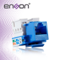 CONECTOR JACK ENSON ENS-JC5BL CAT5E COLOR AZUL A 90 GRADOS PONCHADO CON PINZAS Y CUBREPOLVO