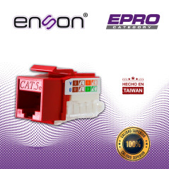 CONECTOR MODULAR JACK RJ45 ENSON EPRO-TLJACK5E-RD SERIE PRO TERMINADO SIN PINZAS, POSICION VERTICAL CAT5E COLOR ROJO COMPATIBLE 
