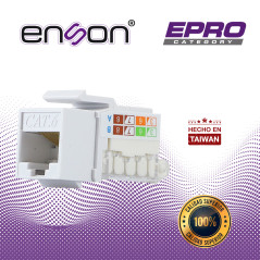 CONECTOR MODULAR JACK RJ45 ENSON EPRO-TLJACK6-WH SERIE PRO TERMINADO SIN PINZAS, POSICION VERTICAL CAT6 COLOR BLANCO COMPATIBLE 