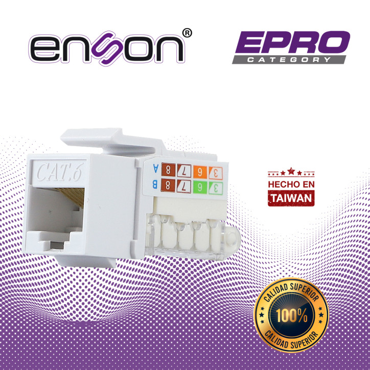 Jack RJ45 modular Cat 6 Cat 6 terminado sin pinzas posición vertical ENSON EPRO-TLJACK6-WH