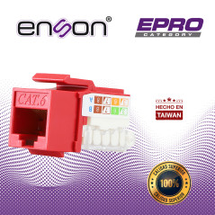 CONECTOR MODULAR JACK RJ45 ENSON EPRO-TLJACK6-RD SERIE PRO TERMINADO SIN PINZAS, POSICION VERTICAL CAT6 COLOR ROJO COMPATIBLE CO