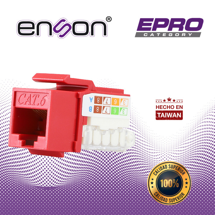 Conector modular Jack RJ45 Cat6 Cat6 posición vertical terminado sin pinzas ENSON EPRO-TLJACK6-RD
