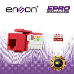 CONECTOR MODULAR JACK RJ45 ENSON EPRO-JACK5E-RD SERIE PRO, POSICION VERTICAL CAT5E COLOR ROJO COMPATIBLE CON PLACAS ENSON EPRO-F