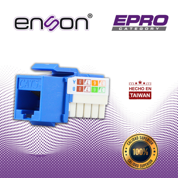 Jack RJ45 modular Cat5E Cat5E posición vertical modular ENSON EPRO-JACK5E-BL Jack RJ45 modular Cat5E Cat5E posición vertical modular ENSON EPRO-JACK5E-BL