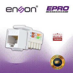 CONECTOR MODULAR JACK RJ45 ENSON EPRO-JACK6-WH SERIE PRO, POSICION VERTICAL CAT6 COLOR BLANCO COMPATIBLE CON PLACAS ENSON EPRO-F