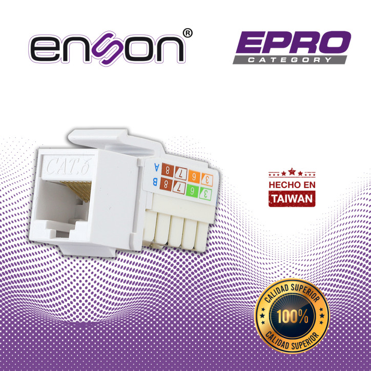 Conector modular Jack RJ45 Cat 6 Cat 6 posición vertical color blanco ENSON EPRO-JACK6-WH Conector modular Jack RJ45 Cat 6 Cat 6 posición vertical color blanco ENSON EPRO-JACK6-WH