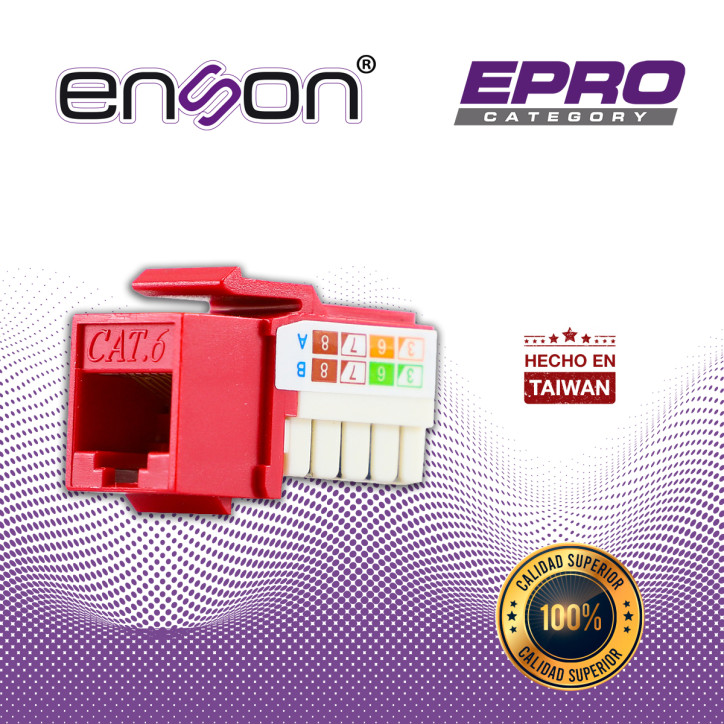 Jack RJ45 modular Cat 6 Cat 6 Posición vertical Color rojo ENSON EPRO-JACK6-RD