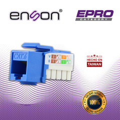 CONECTOR MODULAR JACK RJ45 ENSON EPRO-JACK6-BL SERIE PRO, POSICION VERTICAL CAT6 COLOR AZUL COMPATIBLE CON PLACAS ENSON EPRO-FP 