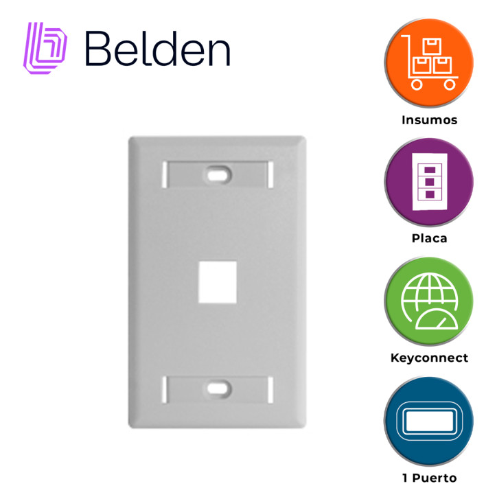 Placa de pared / Faceplate 1 puerto uso interior blanco BELDEN AX102660