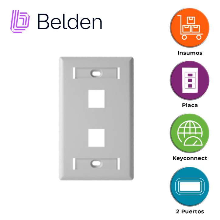 Placa de pared faceplate 2 puertos 2 puertos interior blanco BELDEN AX102655