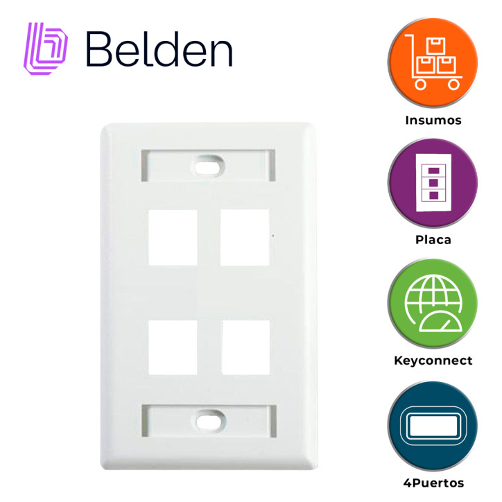Placa de pared faceplate 4 puertos 4 puertos Interior Plástico ignífugo BELDEN AX102249