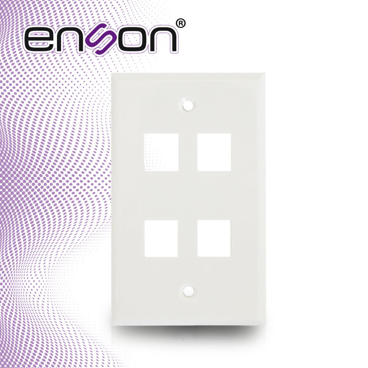 Placa de pared / Faceplate 4 puertos Compatible con CAT6A CAT6 CAT5E Plástico ABS ENSON ENS-FP64