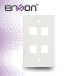 PLACA DE PARED (FACEPLATE) UNIVERSAL ENS-FP64 ENSON 4 PUERTOS ESTILO KEYCONNECT CAT6A CAT6 CAT5E CONECTORES DE FIBRA OPTICA Y CO