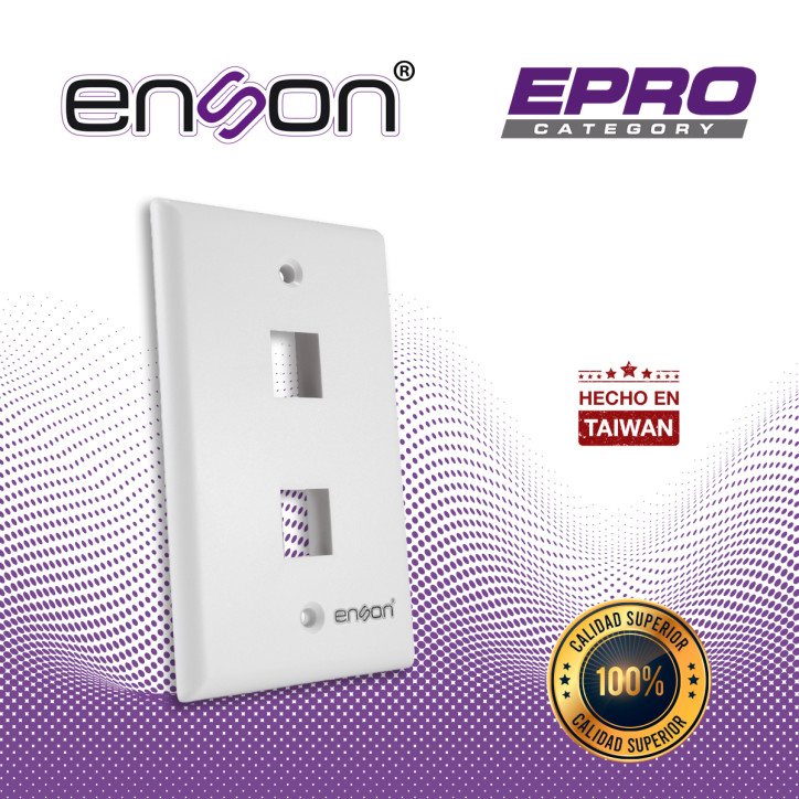 Placa de pared faceplate 2 puertos 2 puertos Jack CAT6 y CAT5E Plástico ABS ENSON EPRO-FP20