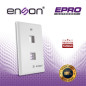 PLACA DE PARED (FACEPLATE) ENSON EPRO-FP20 COMPATIBLE CON JACK KEYSTONE 2 PUERTOS COLOR BLANCO, USO EN INTERIOR, IDEAL PARA CONE