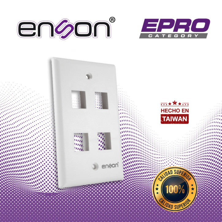Placa de pared faceplate 4 puertos 4 puertos uso en interior Plástico ABS ENSON EPRO-FP40