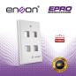 PLACA DE PARED (FACEPLATE) ENSON EPRO-FP40 COMPATIBLE CON JACK KEYSTONE 4 PUERTOS COLOR BLANCO, USO EN INTERIOR, IDEAL PARA CONE