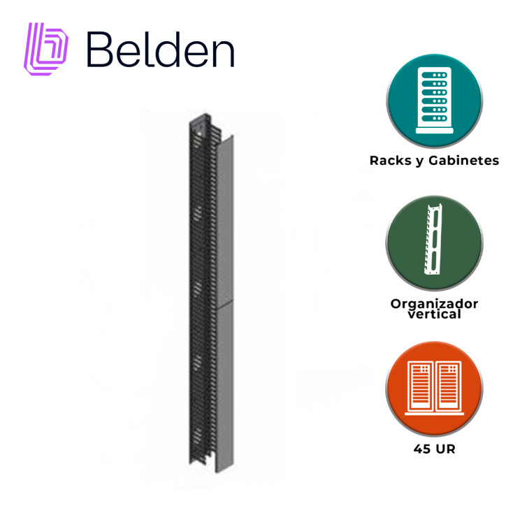 Organizador vertical para rack Altura 213.36 cm Ancho 10.16 cm Profundidad 10.16 cm BELDEN VCMFDR4X4