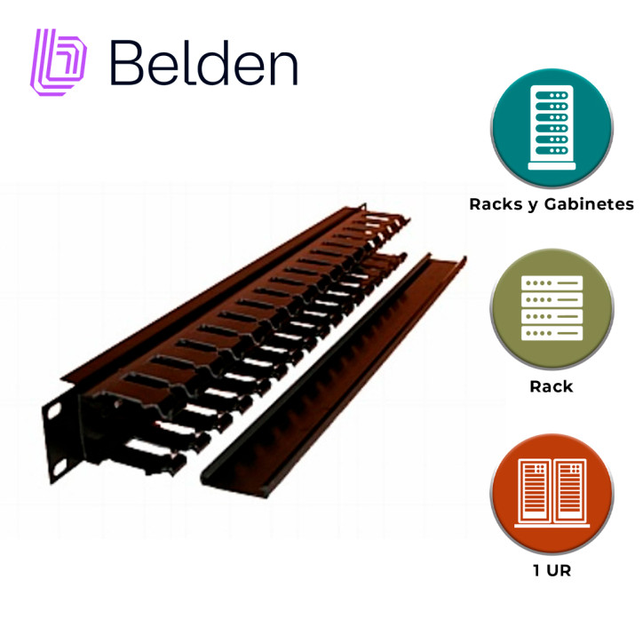 Organizador horizontal 1U con tapa 19 Pulgadas de ancho BELDEN 9512-1901 Organizador horizontal 1U con tapa 19 Pulgadas de ancho BELDEN 9512-1901