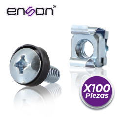 KIT DE TORNILLOS Y TUERCAS ENJAULADAS ENSON ENS-RT100 100PZA COMPATIBLES CON RACKS Y GABINETES DE LA MARCA ENSON BELDEN Y GABINE