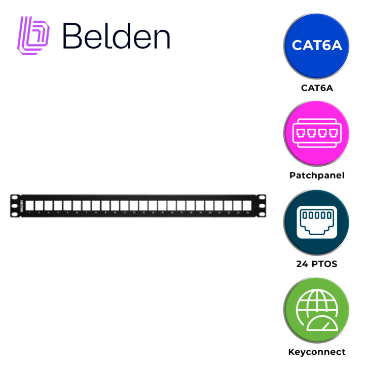 Patch panel modular 24 puertos RJ45 24 puertos Modular 1UR BELDEN AX103114